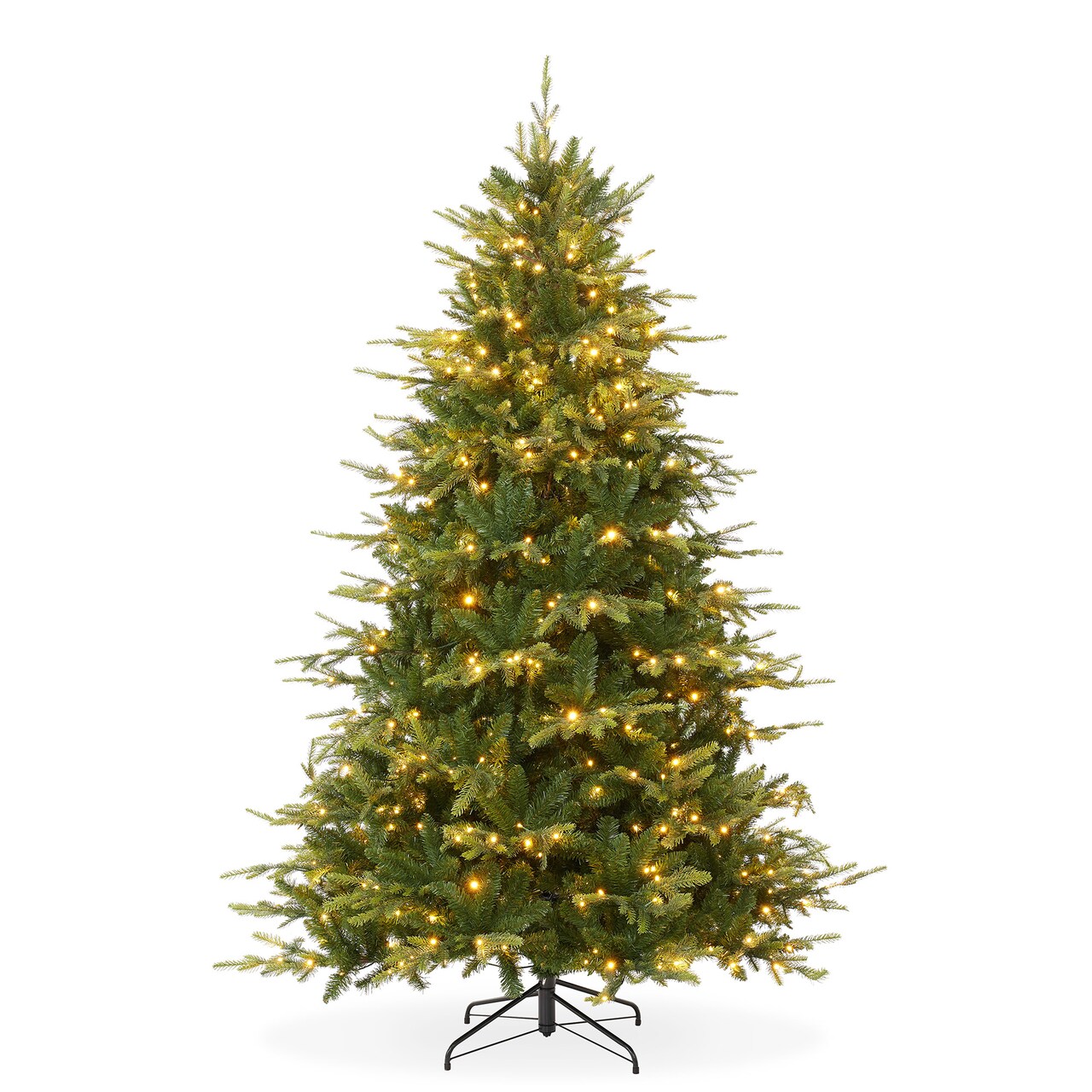 Casafield Pre-Lit Aspen Fir Christmas Tree with White & Multicolored LED Lights, Realistic Artificial Noble Fir with Sturdy Stand